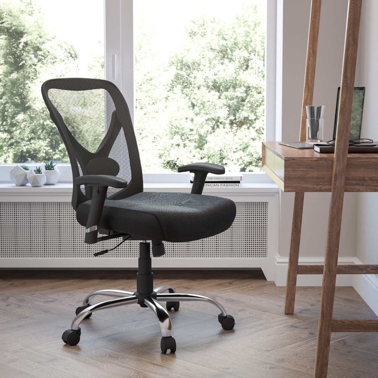 Emma and Oliver Big & Tall 400 lb. Rated Mesh Swivel Ergonomic Task Office Chair with Height Adjustable Back and Arms